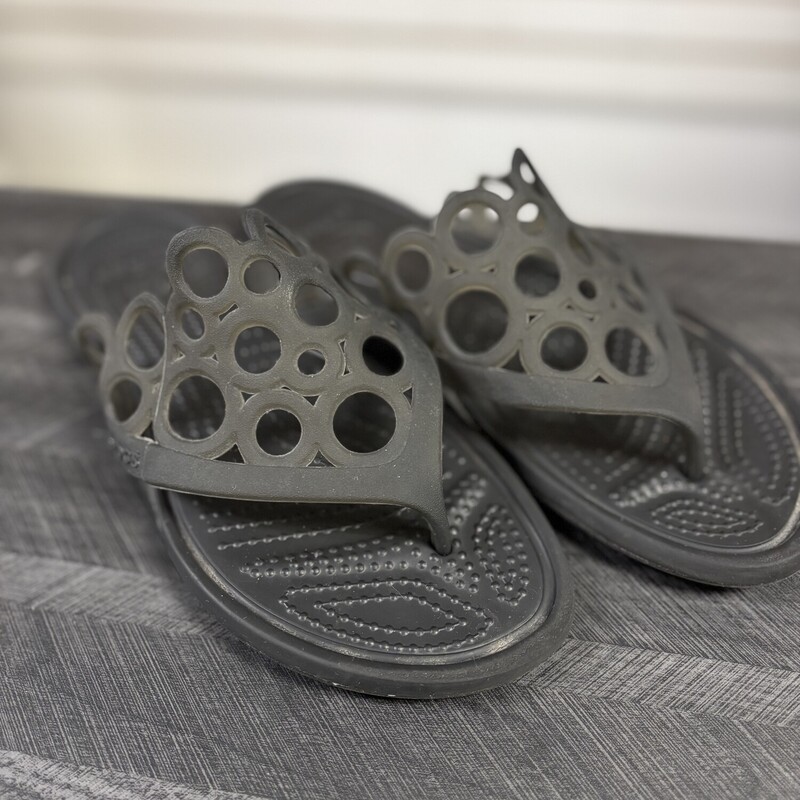Black Croc Sandals, Size: 7