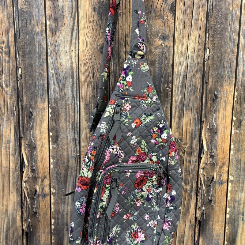 Gray Floral Quilted Crossbody