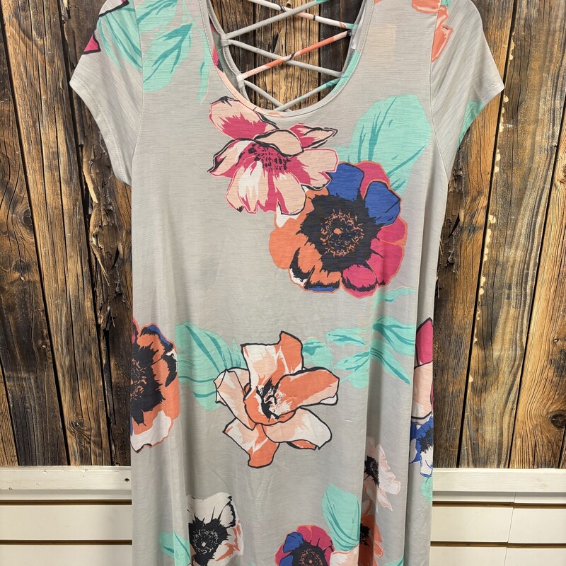 Gray Flower Dress, Size: M