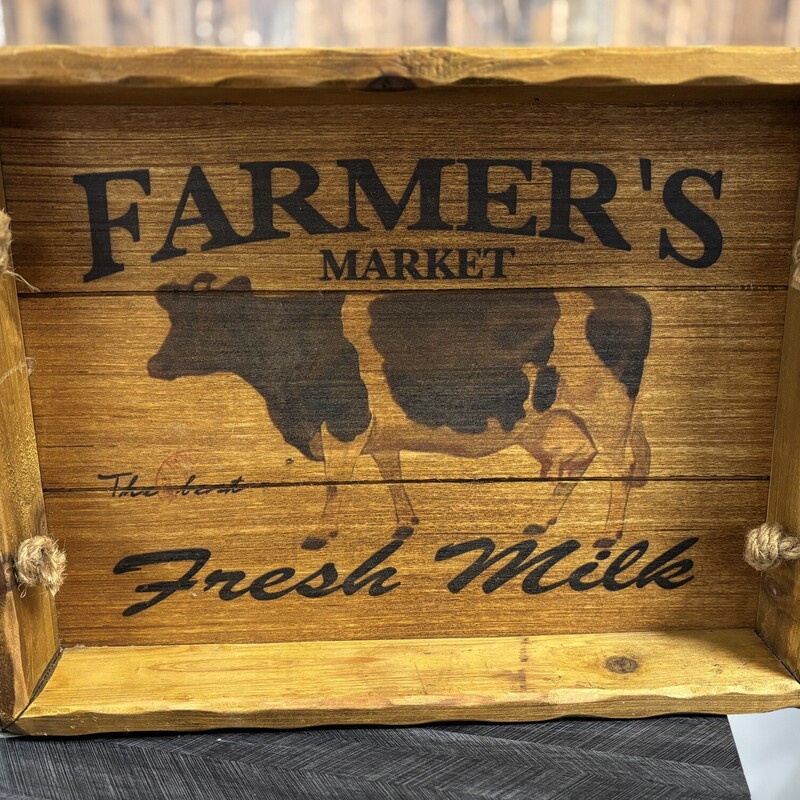 Wooden Cow Tray, Size: 12x16in