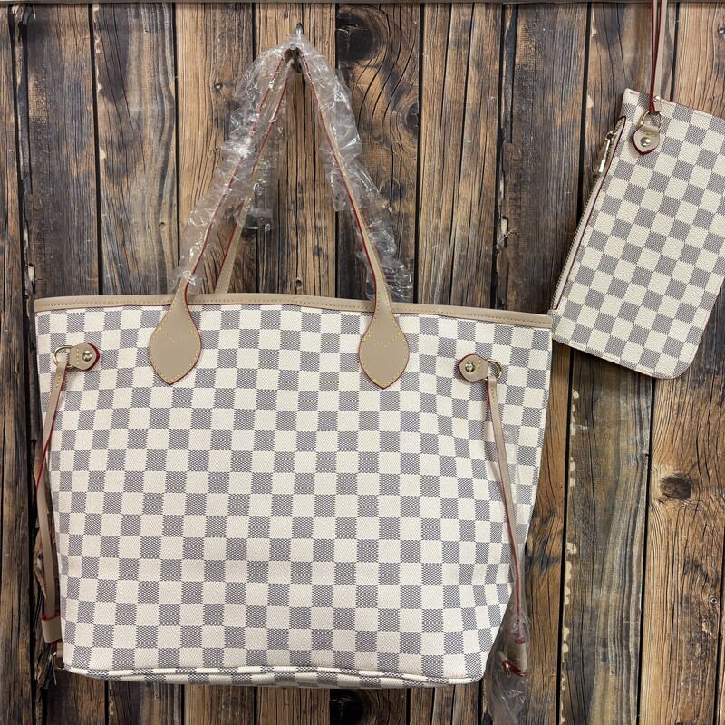 Cream Designer Purse W Wristlet