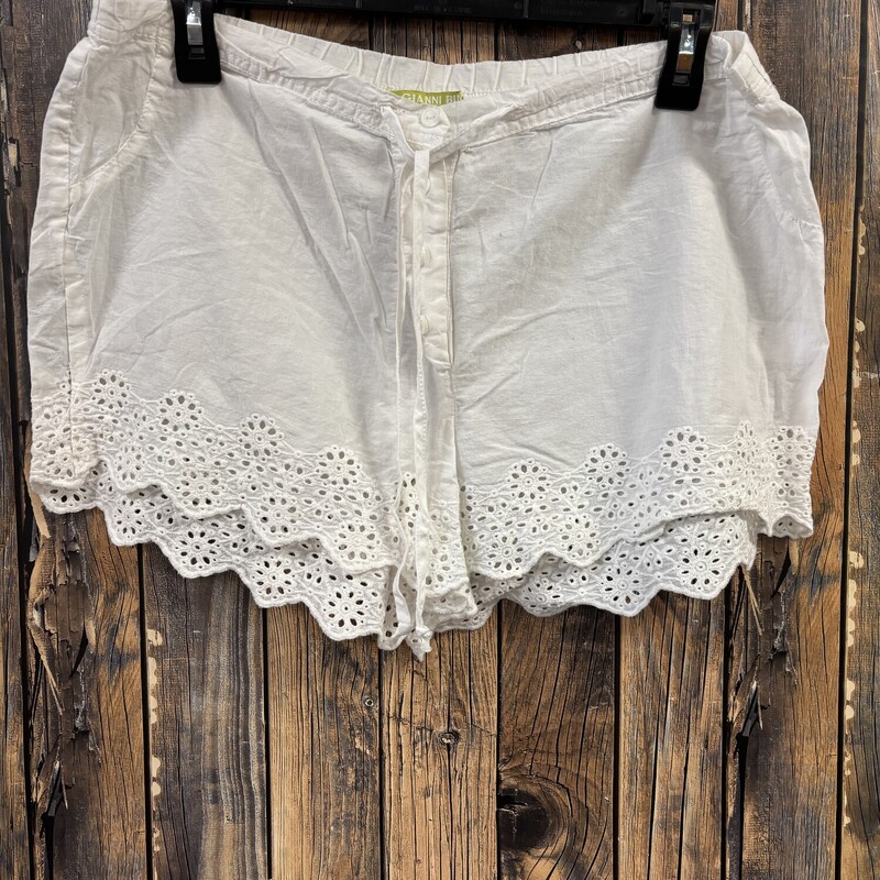 White Eyelet Shorts, Size: M