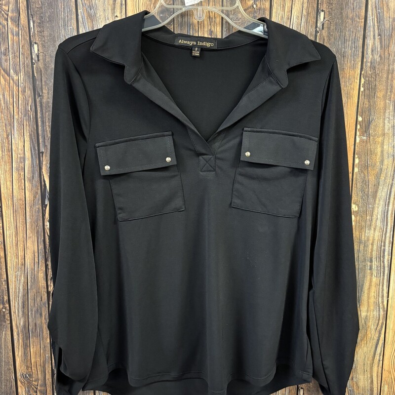 NWT Black Pocket Shirt, Size: S