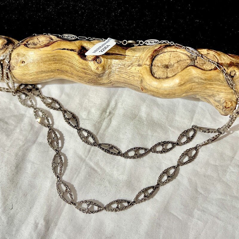 Vintage Sterling Marquasite double strand necklace