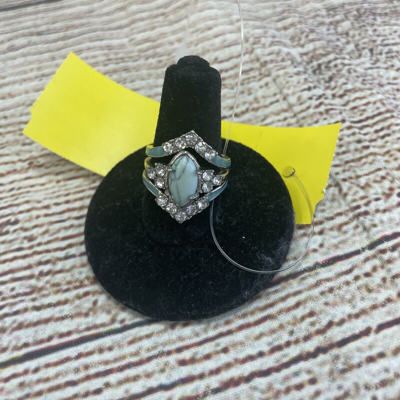 935 3 Pc Ring Set As Is, Silver, Size: 6.5