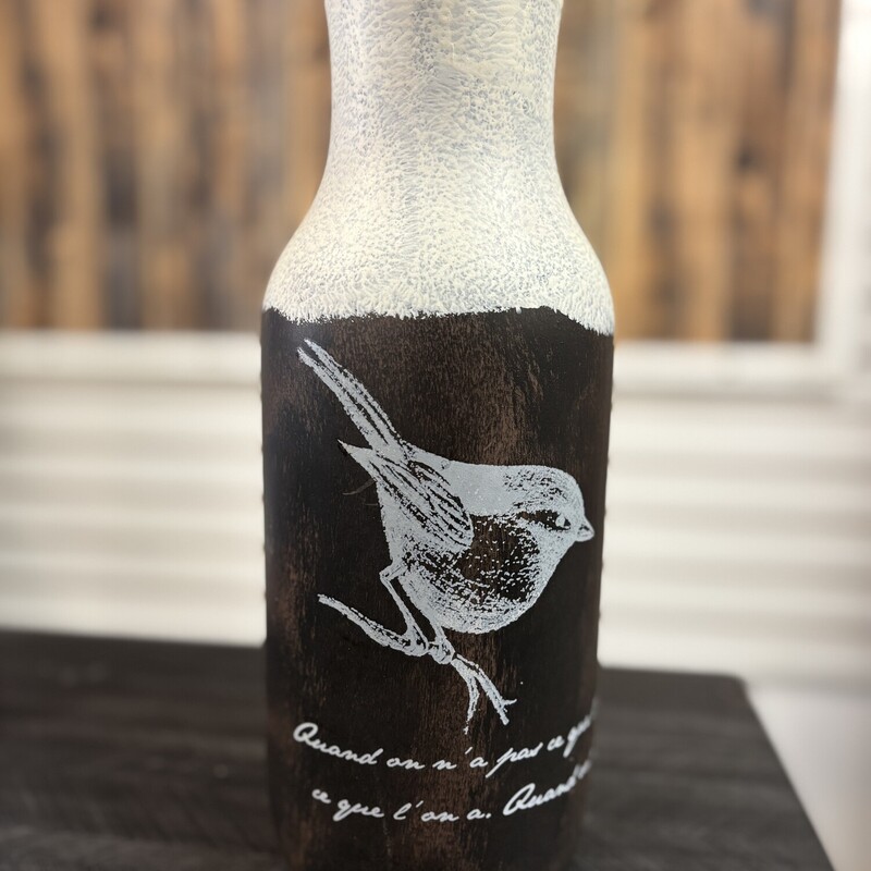 Brown & Cream Bird Vase, Size: 12x5 IN