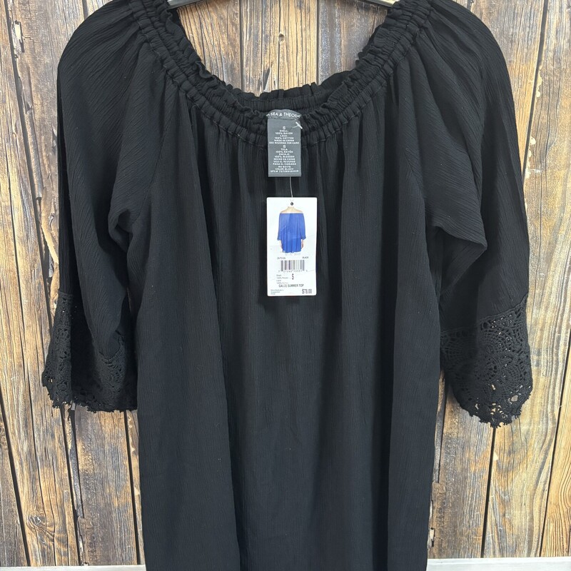 NWT Black Crochet Sleeve, Size: S