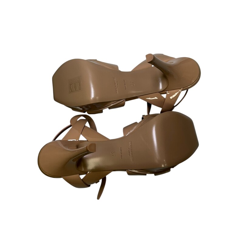 YSL Tribute Tan Patent Leather<br />
<br />
Size: 37<br />
<br />
Code: BL 315490<br />
<br />
In excellent condition.<br />
<br />
Does not come with the original dust bag or box.
