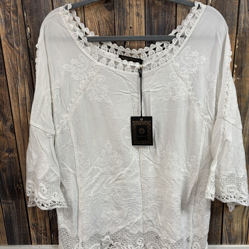 NWT White Crochet Top, Size: L