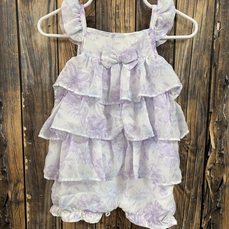 Purple White Romper, Size: 3-6m
