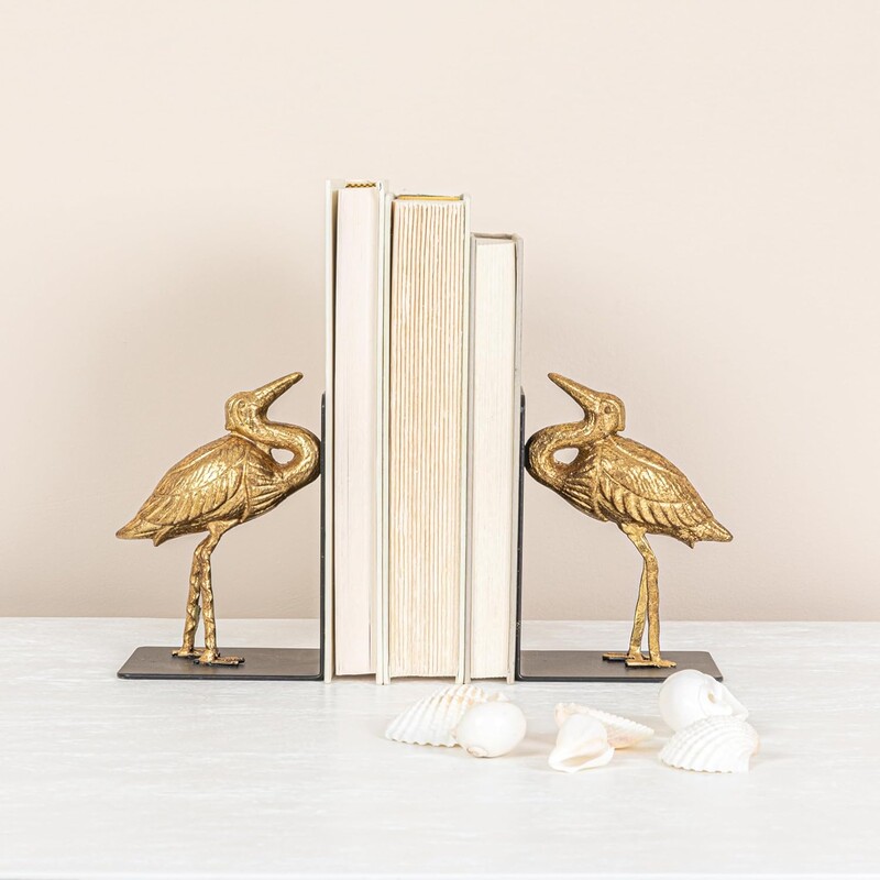 2 Metal Heron Bookends