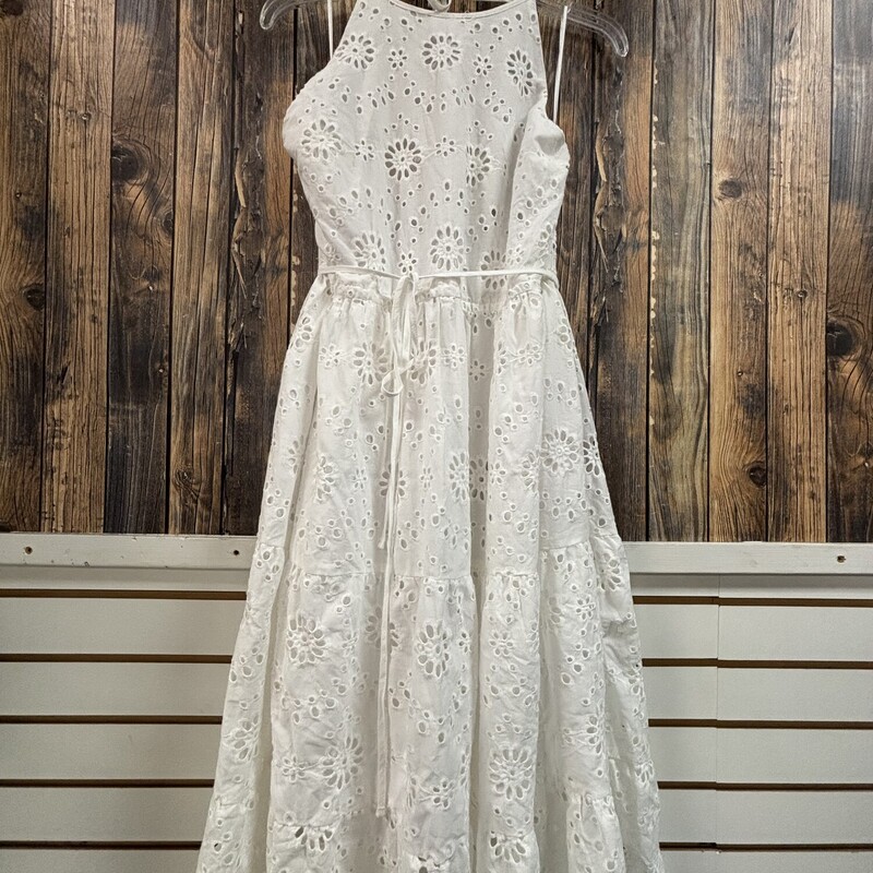 White Eyelet Dress, Size: L 12-14