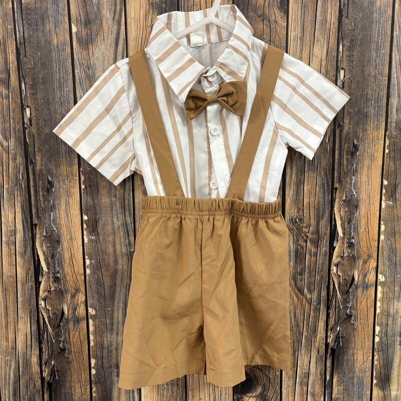 Brown Shirt W/ Bow Set, Size: 12-18 M