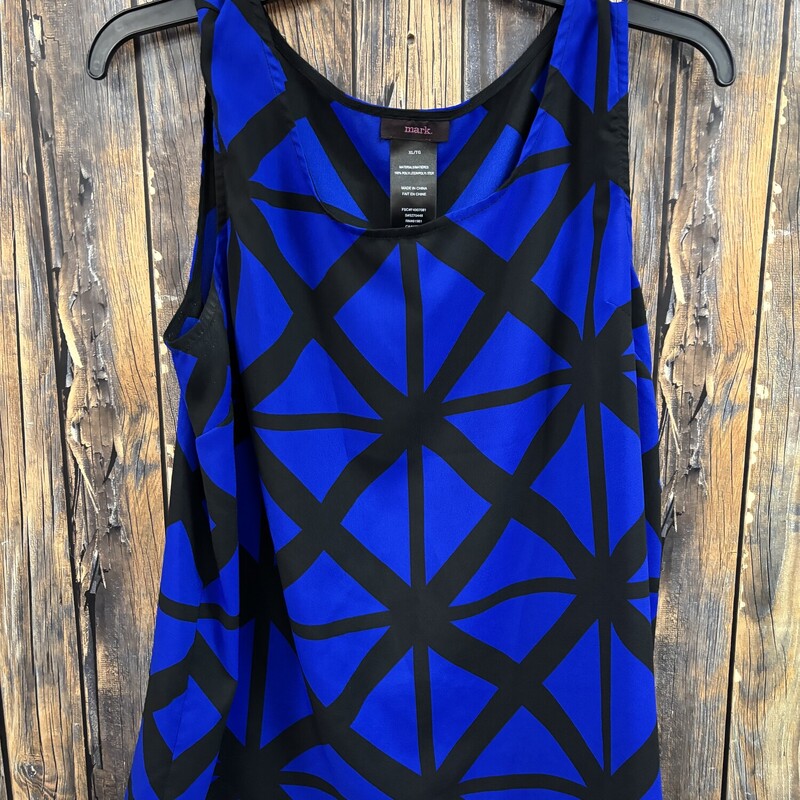 Black & Blue Geometric Tank, Size: XL
