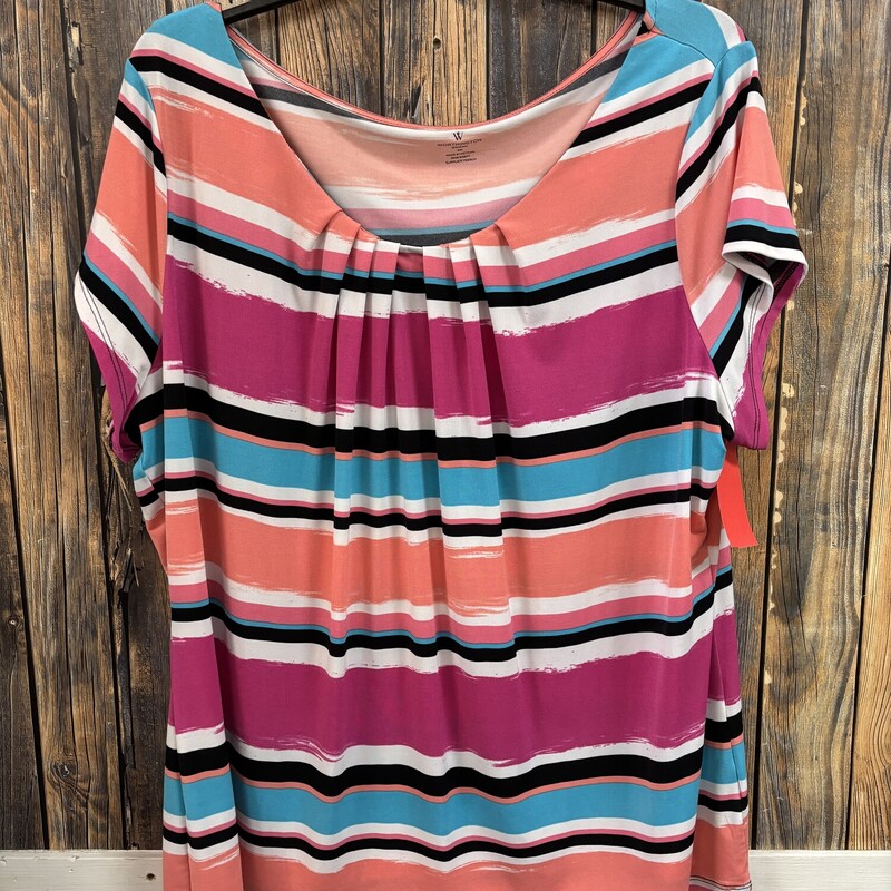 Pink/Colored Stripe Top, Size: 2X