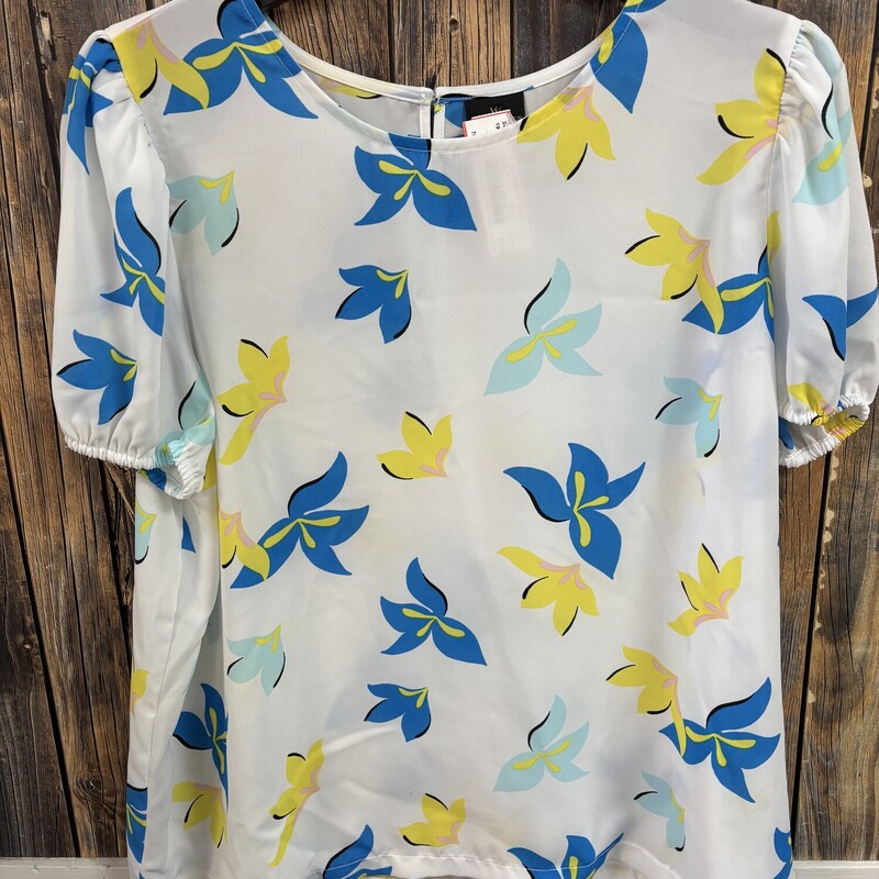 Blue/Yellow Flower Top