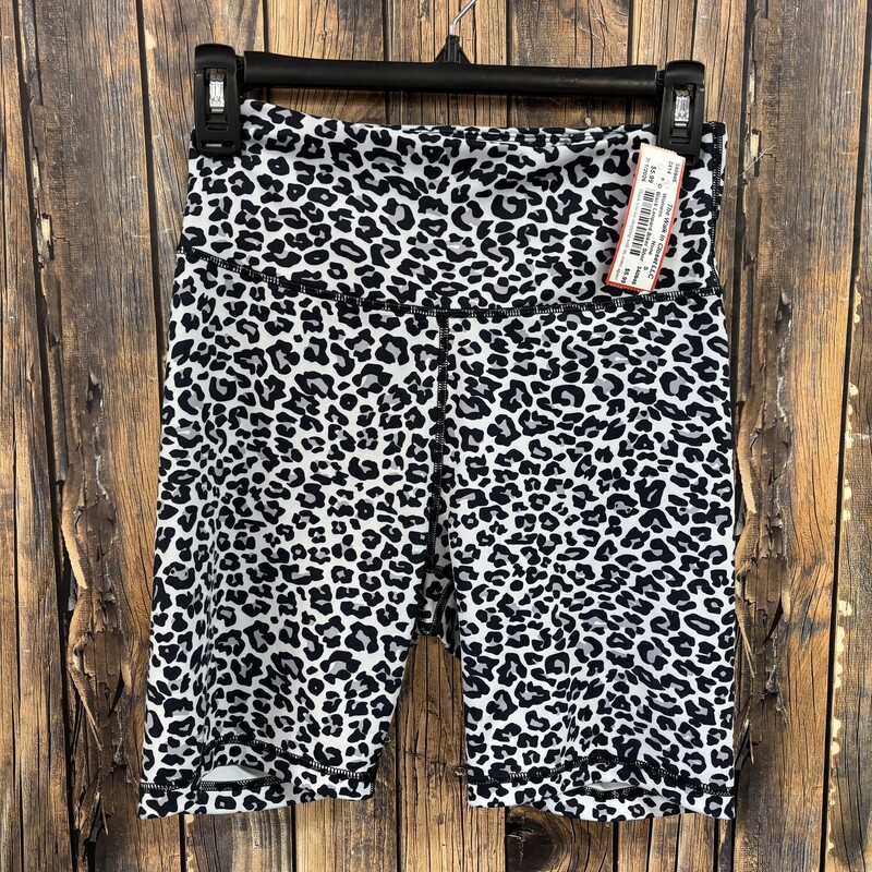 Black Leopard Biker Shorts, Size: S