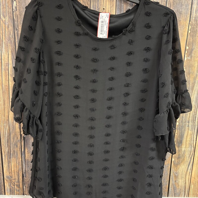 Black Dotted Texture Top, Size: M