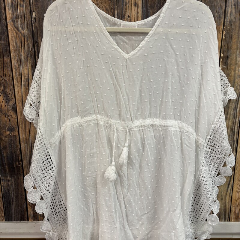 White Sheer Crochet Cover, Size: OS