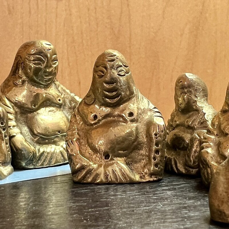 Figurines Buddhas, Brass, Size: 7 Pc Set