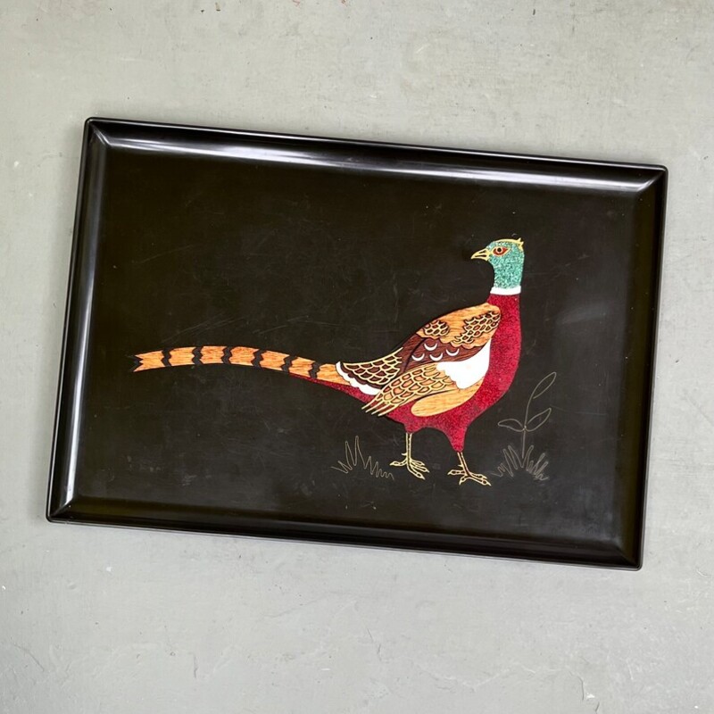 Couroc Pheasant Tray
Black Red Green Gold Size: 18 x 12W