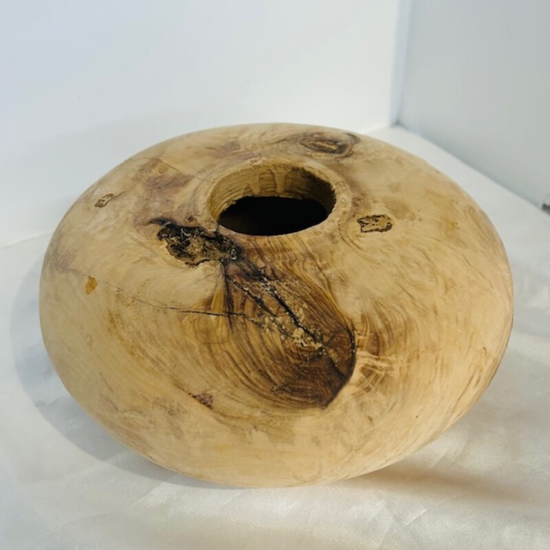 Wood Carved Round Vase