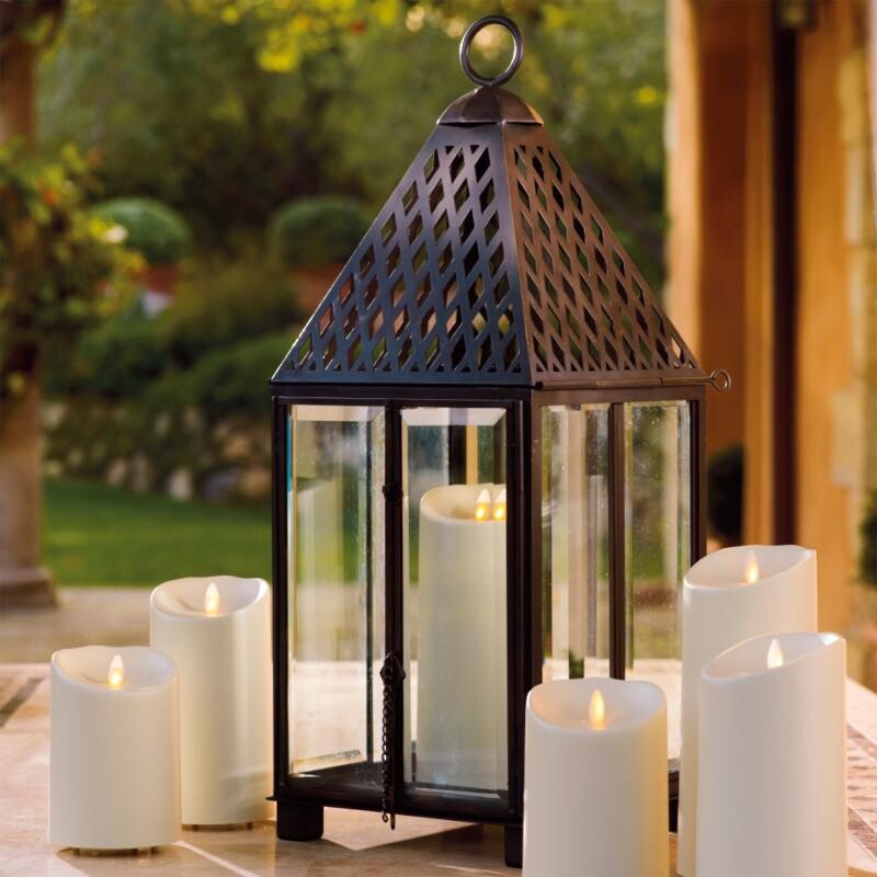 Frontgate Trident Lattice Iron Lantern
Brown Clear Size: 10 x 10 x 24H
