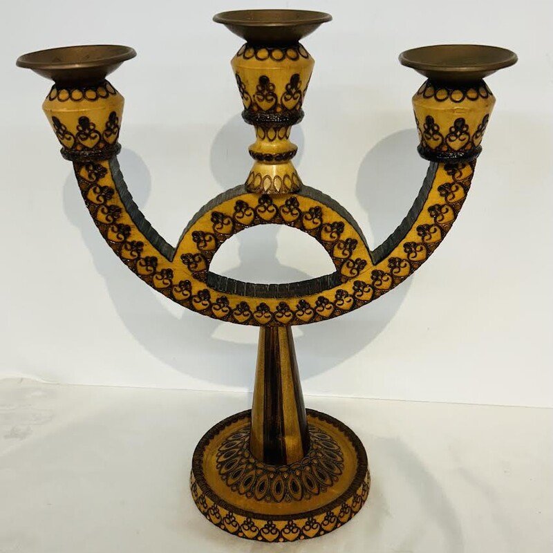 Carved Wood Candleabra