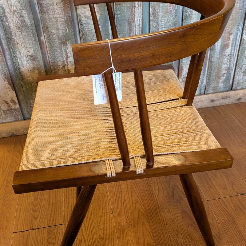 Midmod G.Nakashima Style, Cherry?, Grass Seat<br />
23.5w x 21.75 x 30h
