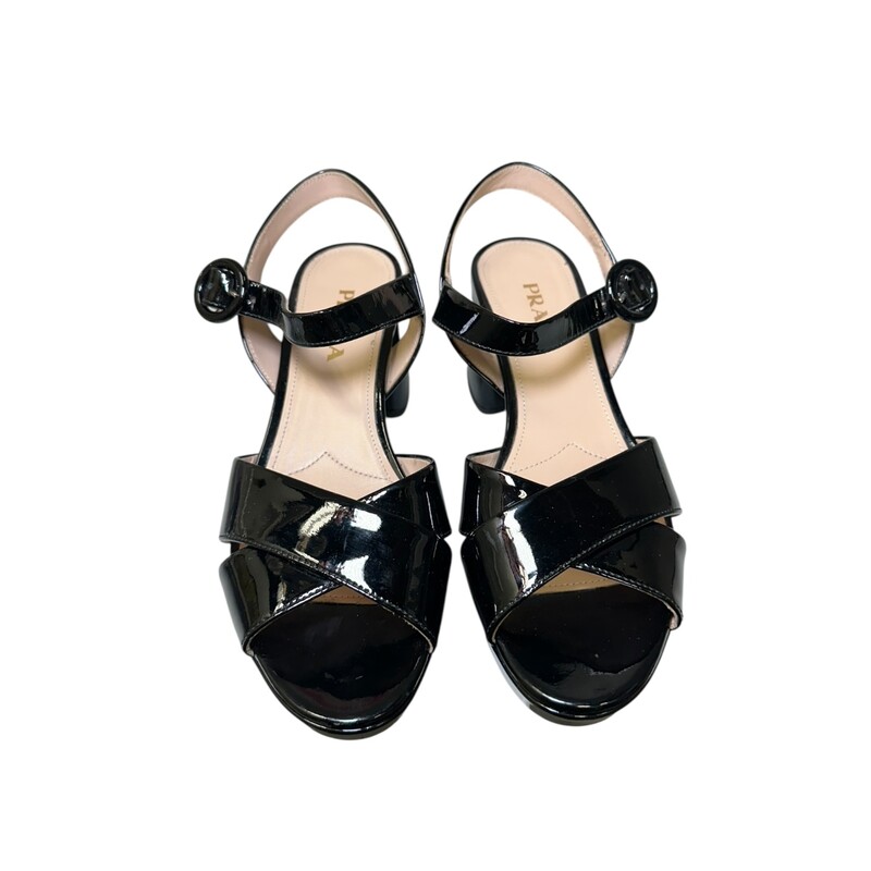 Prada Crisscross Patent Black<br />
<br />
Size: 37<br />
<br />
In excellent condition. Slight toe wear<br />
<br />
Does not come with the original dust bag or box.