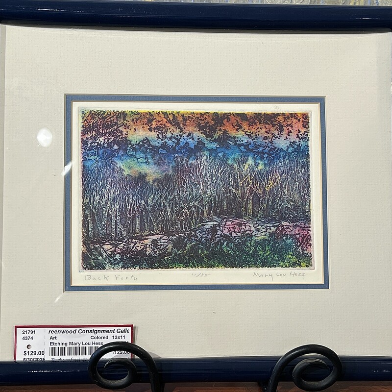 Colored Etching by Mary Lou Hess,
Size: 13x11