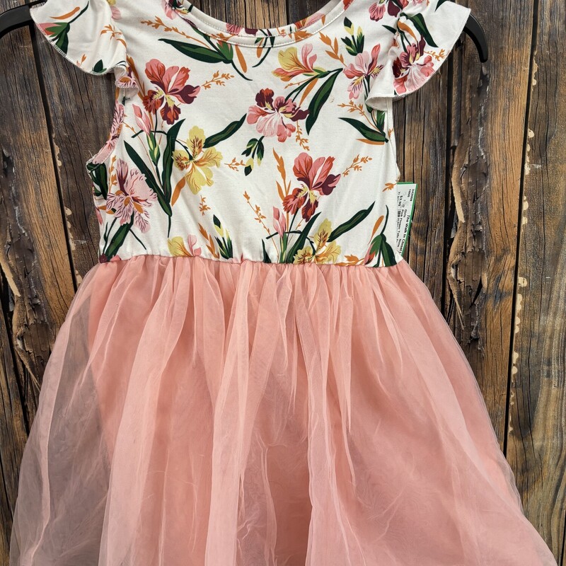 Pink Flower Tutu Dress, Size: 4/5