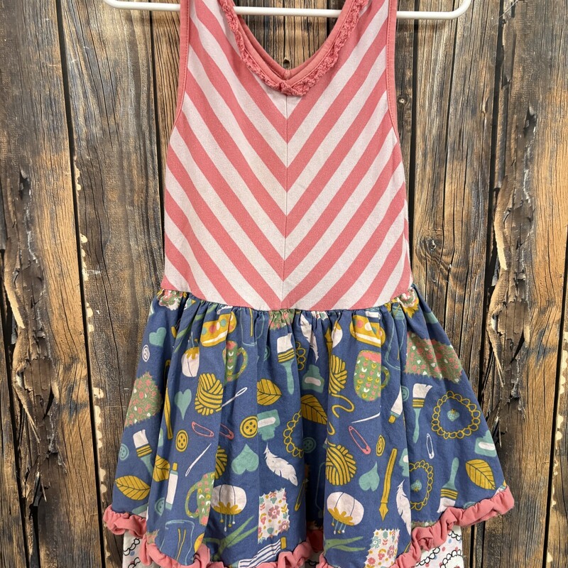 MJ Pink/White/Blue Dress, Size: 4