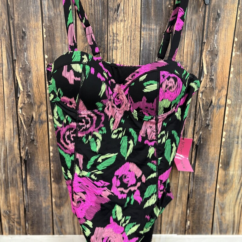 Black Neon Rose 1 Piece, Size: XL