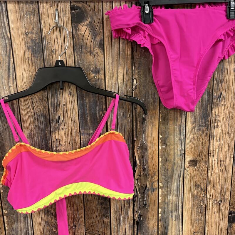 Hot Pink 2 PC Swimsuit, Size: L