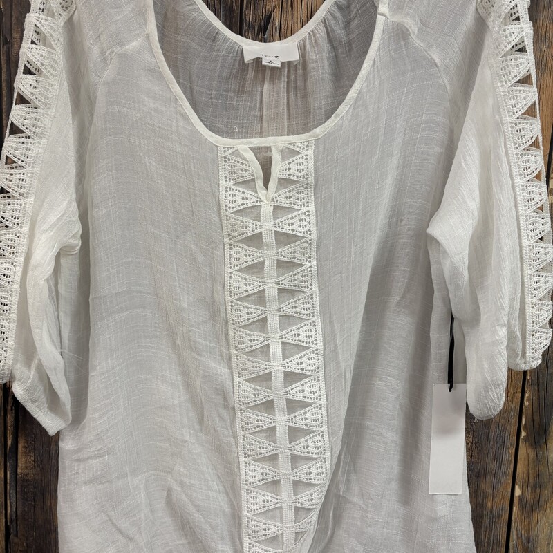 NWT White Crochet Tie Top, Size: L