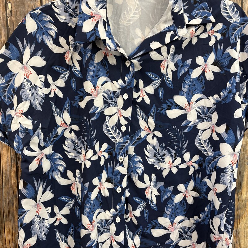 Blue Flower Shirt, Size: L