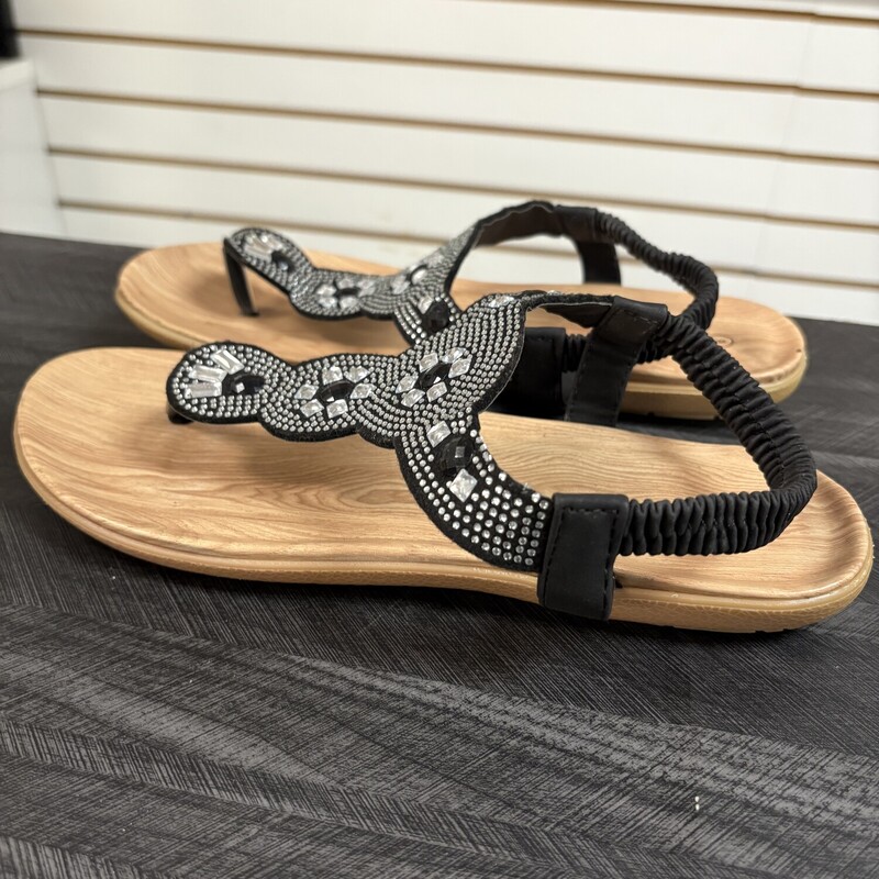 Black Just Be Sandals, Size: 8