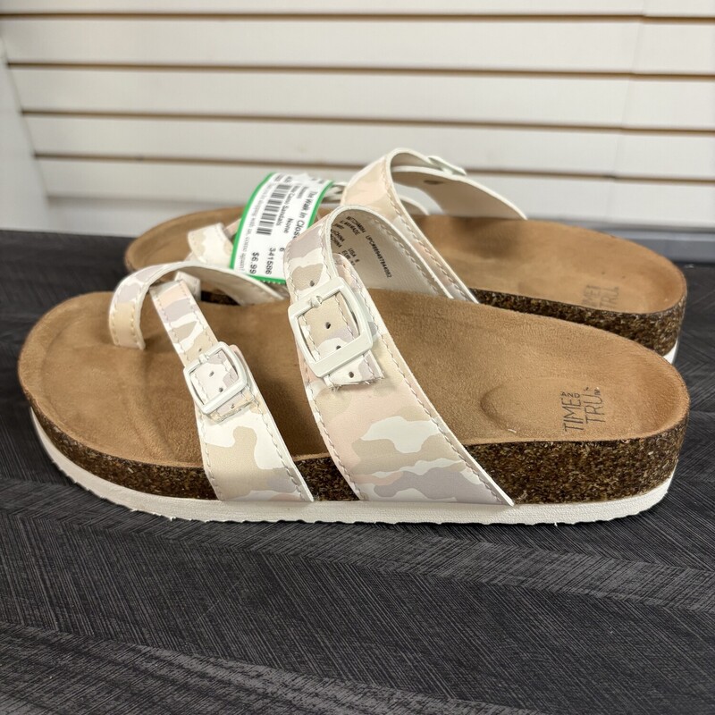 White Camo Sandals, Size: 6
