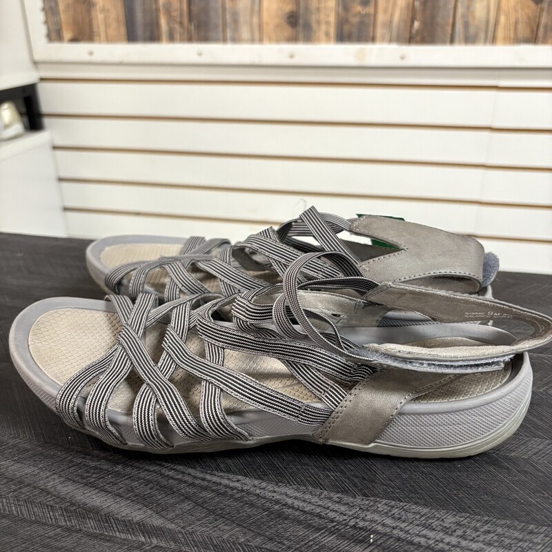 Grey Baretrap Sandals, Size: 9