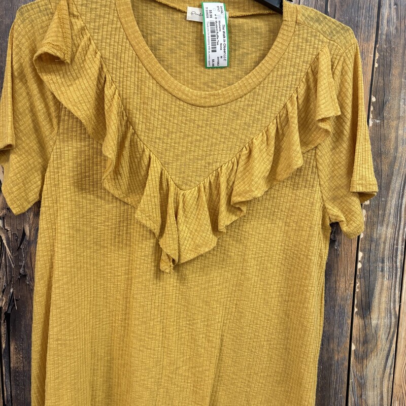 Mustard Ruffle Tee, Size: M
