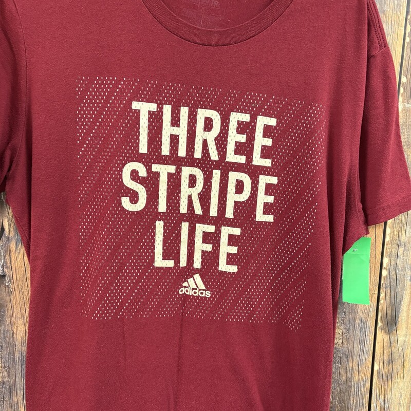 Red Three Stripe Life Tee, Size: L