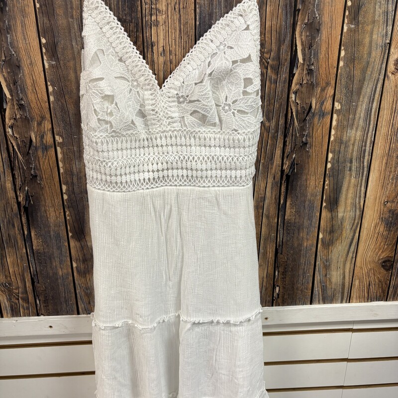 White Crochet Backless Dr