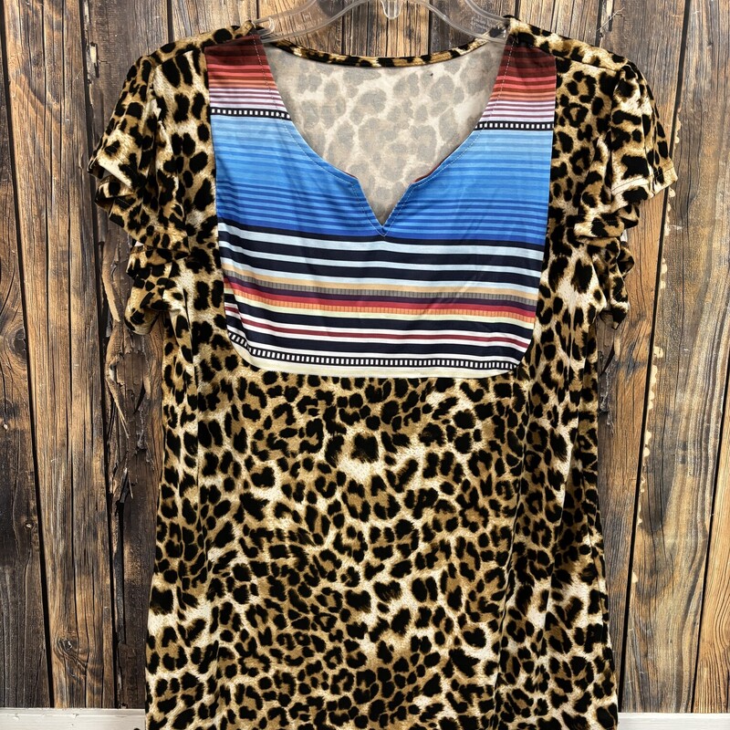 Colorful Leopard Tee, Size: M