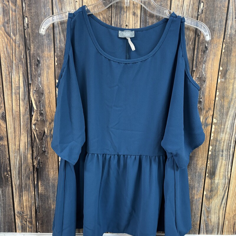 Blue Cold Shoulder Top, Size: S