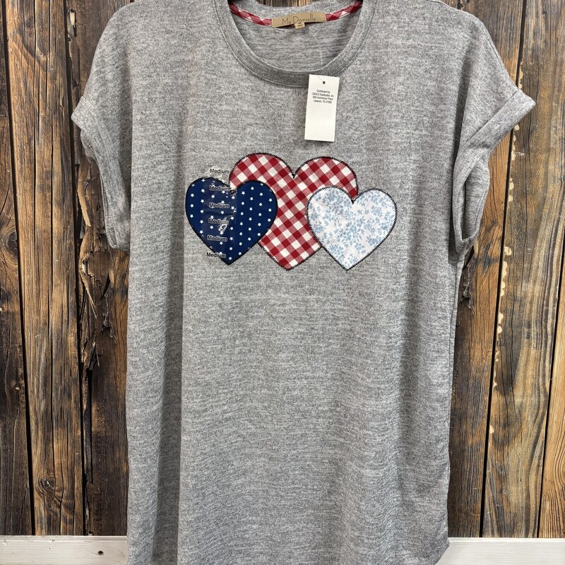 NWT Grey Heart Tee, Size: M