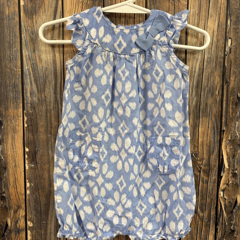 Blue & White Romper, Size: 6M