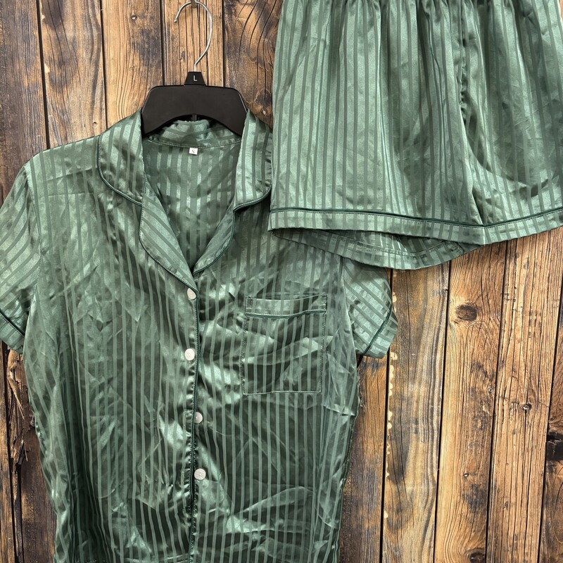 Green Silky PJ Set, Size: S