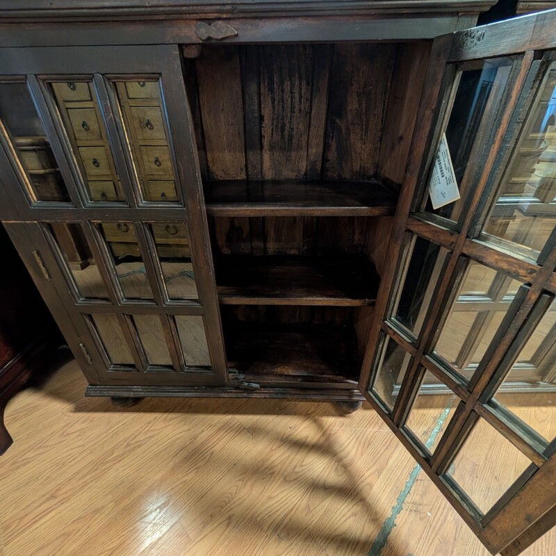 Glass Door Cabinet, DarkStain, 18 Pane
38 x 14 x 44