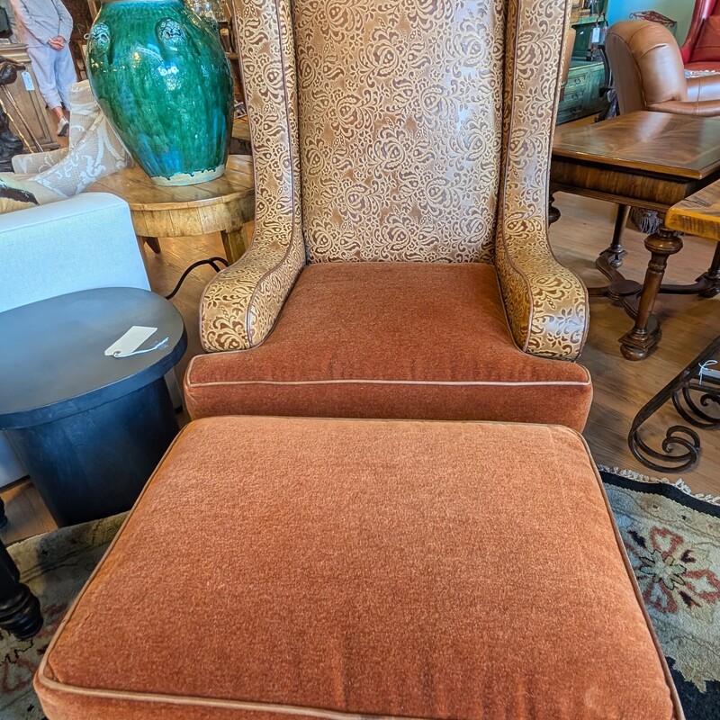 Tooled Leather Highback, Brn/Rust, Ottoman
33 x 31 x 54
Ottoman 28 x 21 x 20h